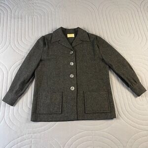Vintage Pendleton Wool Jacket Womens M Gray USA Made Blazer Coat Virgin Wool 80s